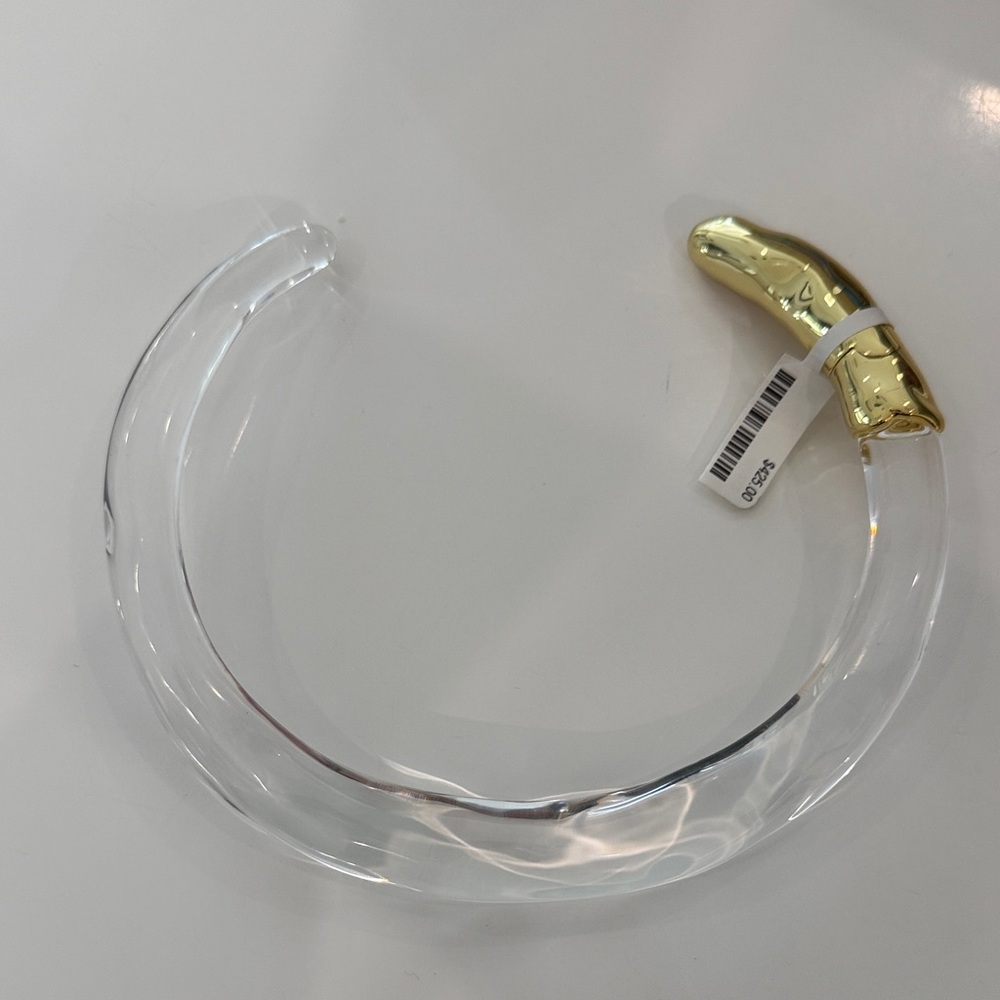 Alexis Bittar Clear and Gold Hinged Acrylic Necklace